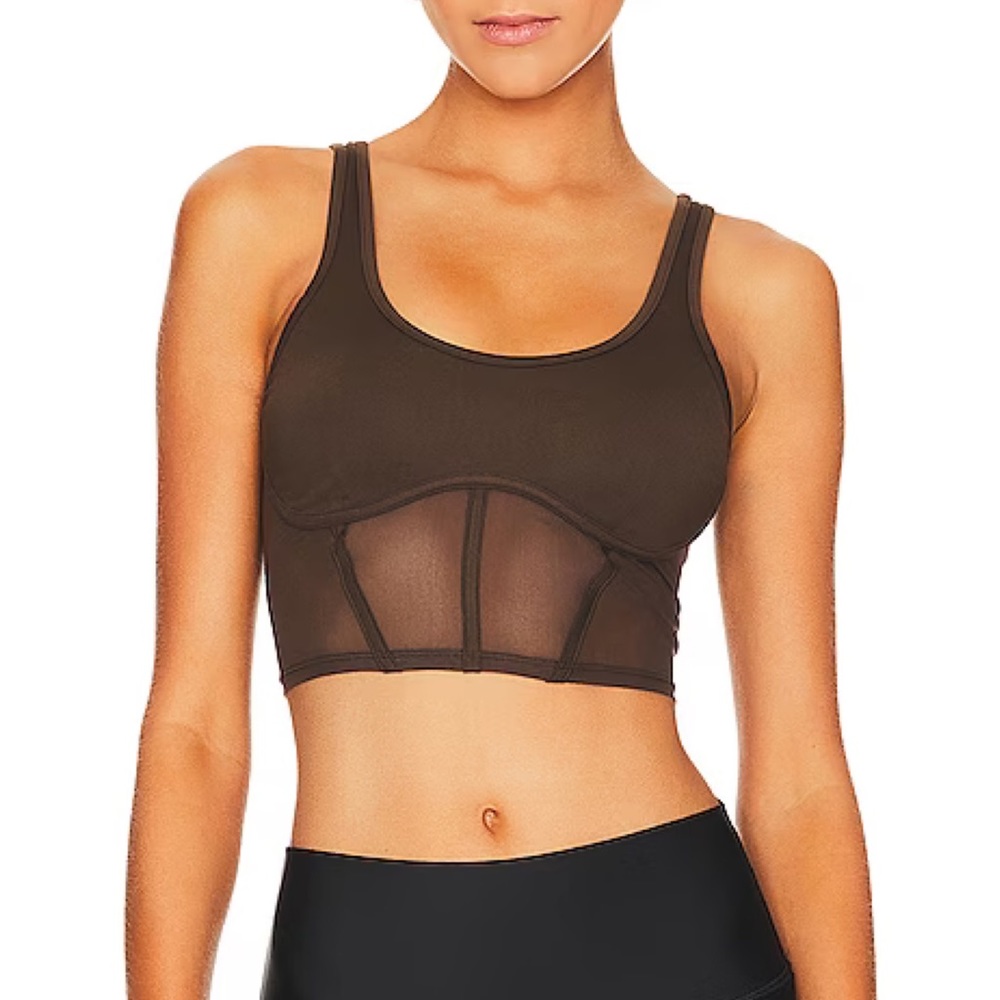Alo Yoga Airbrush Mesh Corset Tank Expresso M - Picture 1 of 8